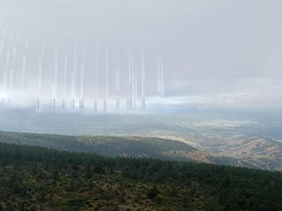 Pohled z poza okna útulny na Smrku.