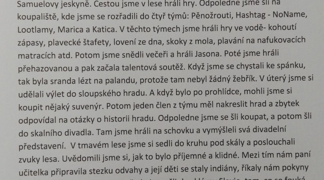 Sloup v Čechách, škola v přírodě