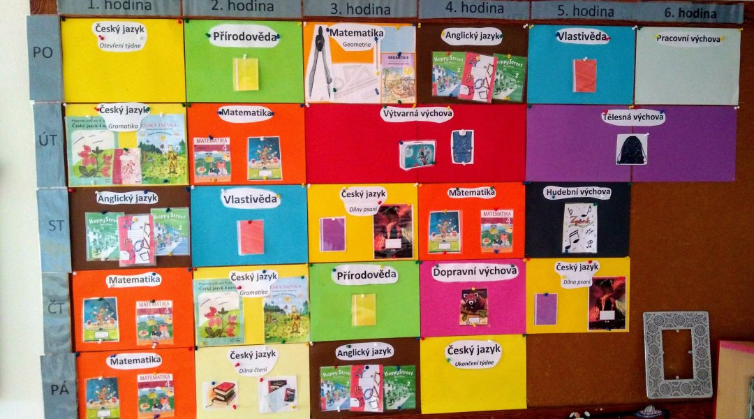 Pomůcky na jednotlivé školní dny